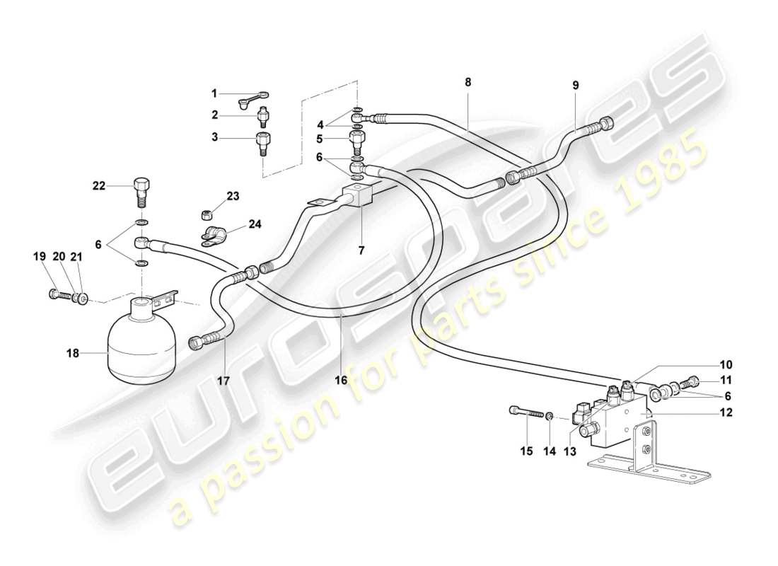 lamborghini murcielago coupe (2004) central hydraulics part diagram