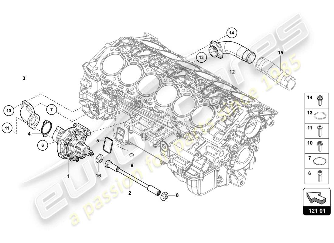 lamborghini lp720-4 coupe 50 (2014) coolant pump part diagram