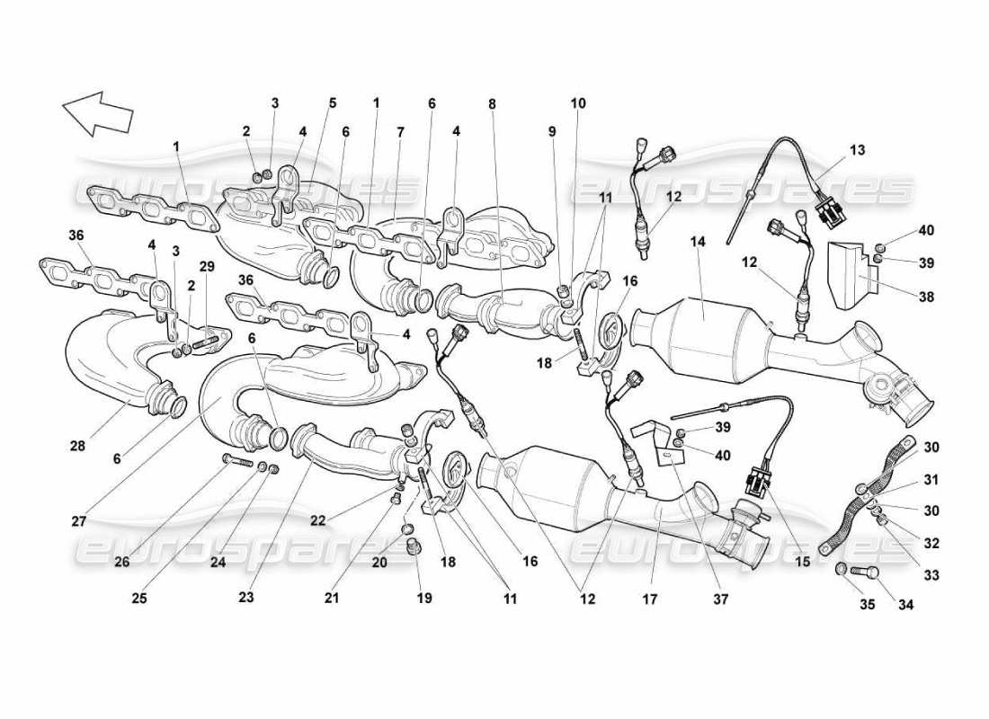 lamborghini murcielago lp670 exhaust system parts diagram