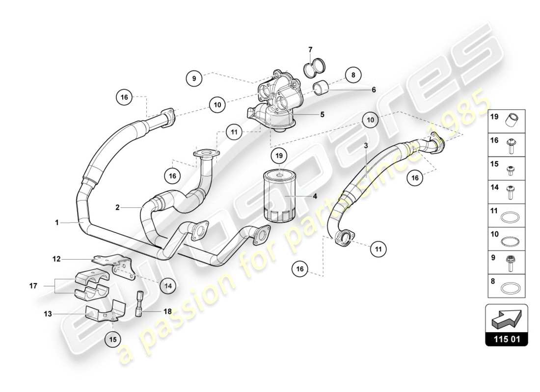 lamborghini centenario roadster (2017) oil filter part diagram