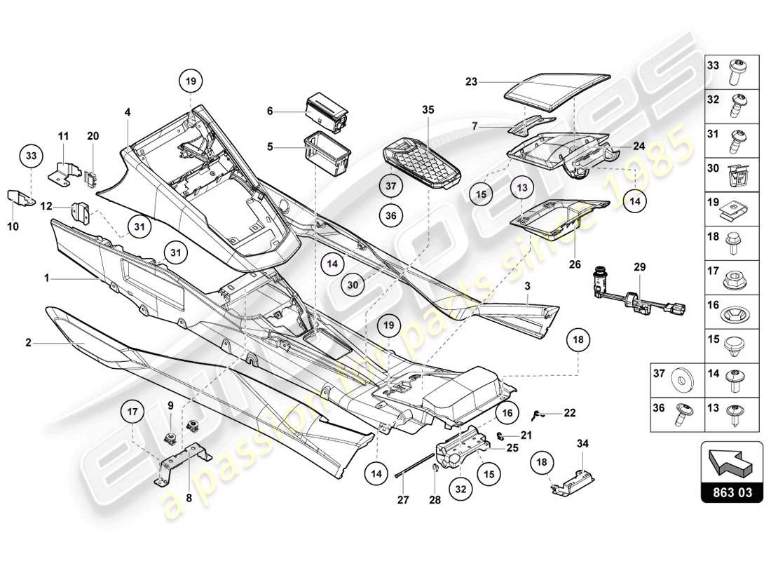 lamborghini lp720-4 coupe 50 (2014) tunnel part diagram