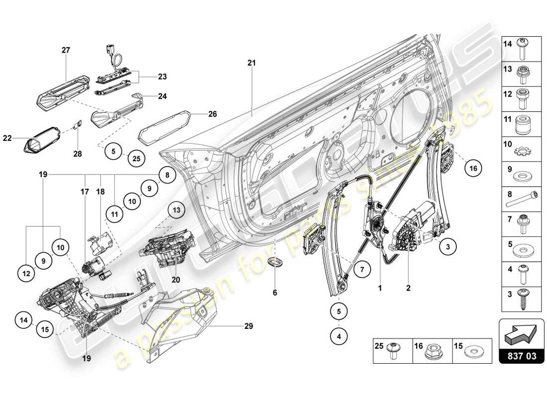 lamborghini lp720-4 coupe 50 (2014) driver and passenger door part diagram