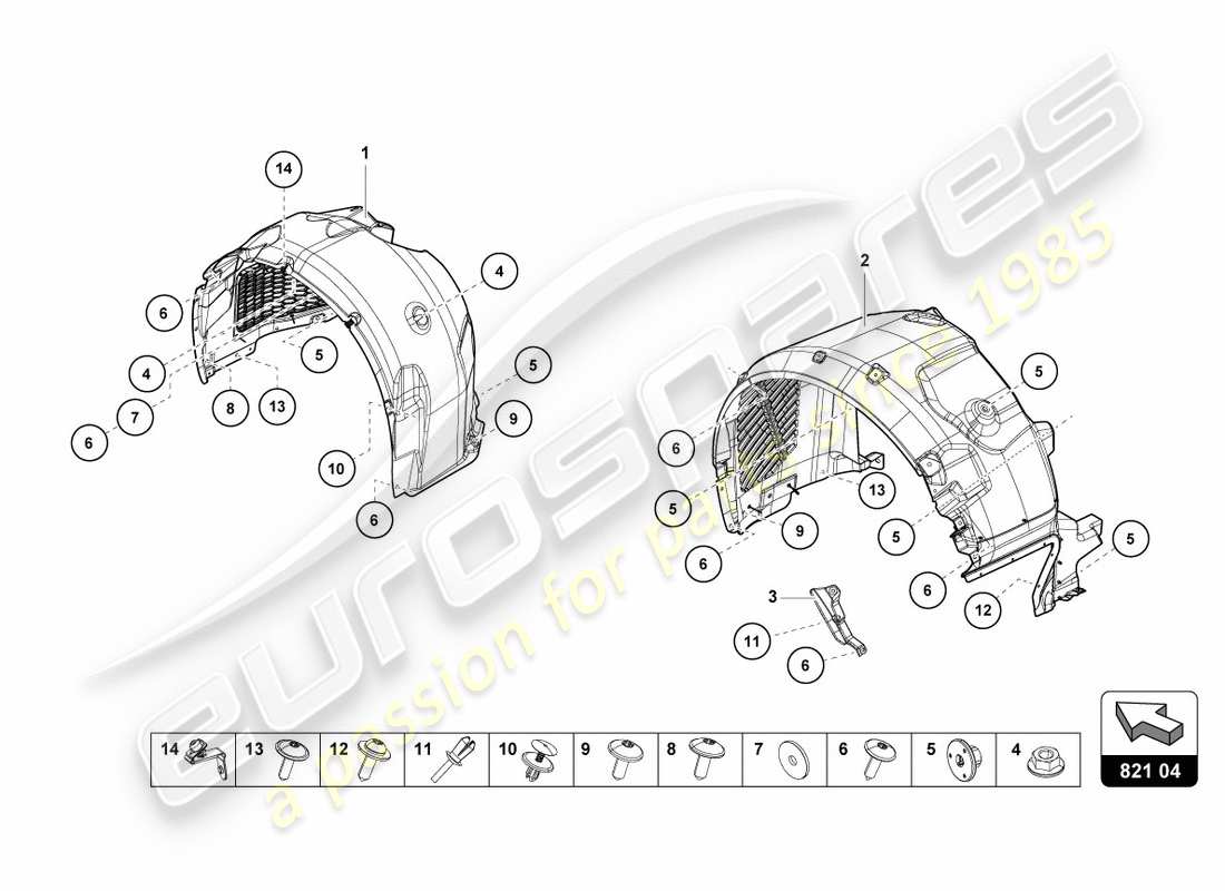 lamborghini performante coupe (2020) wheel housing trim part diagram