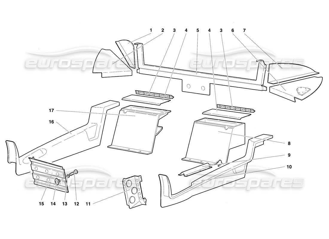 lamborghini diablo se30 (1995) passenger compartment trim part diagram