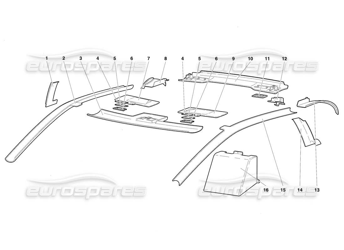 lamborghini diablo se30 (1995) passenger compartment trim part diagram