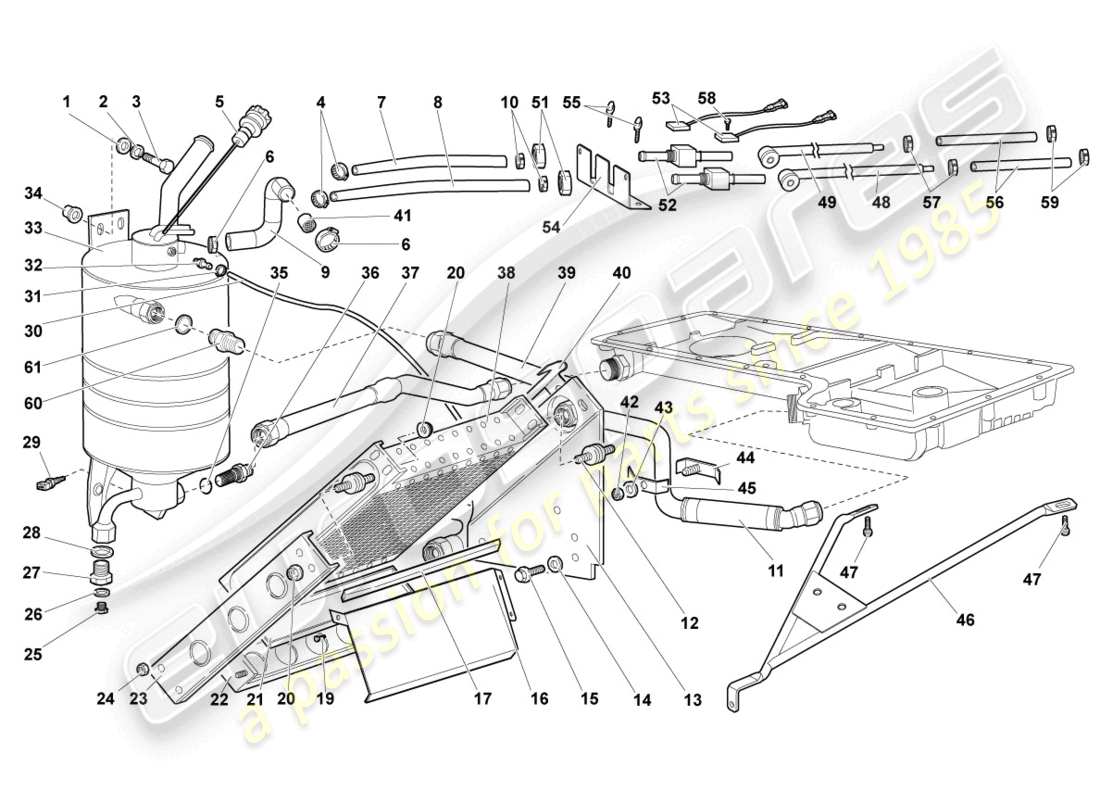 lamborghini murcielago roadster (2005) oil cooler part diagram