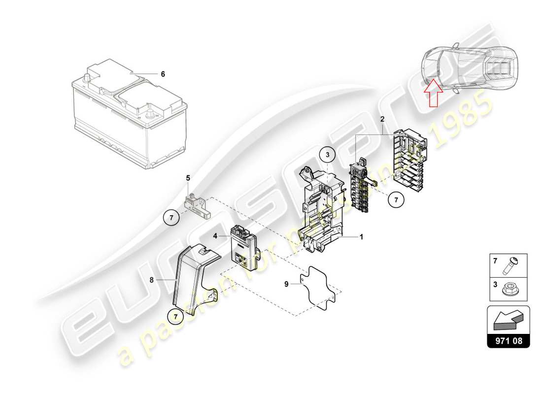 lamborghini performante coupe (2020) fuse box part diagram