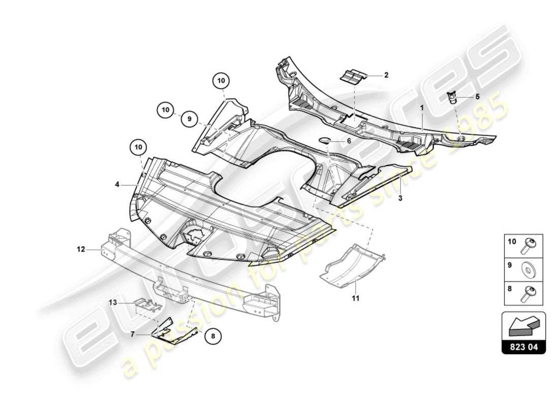 lamborghini sian (2021) cover for bonnet lock part diagram