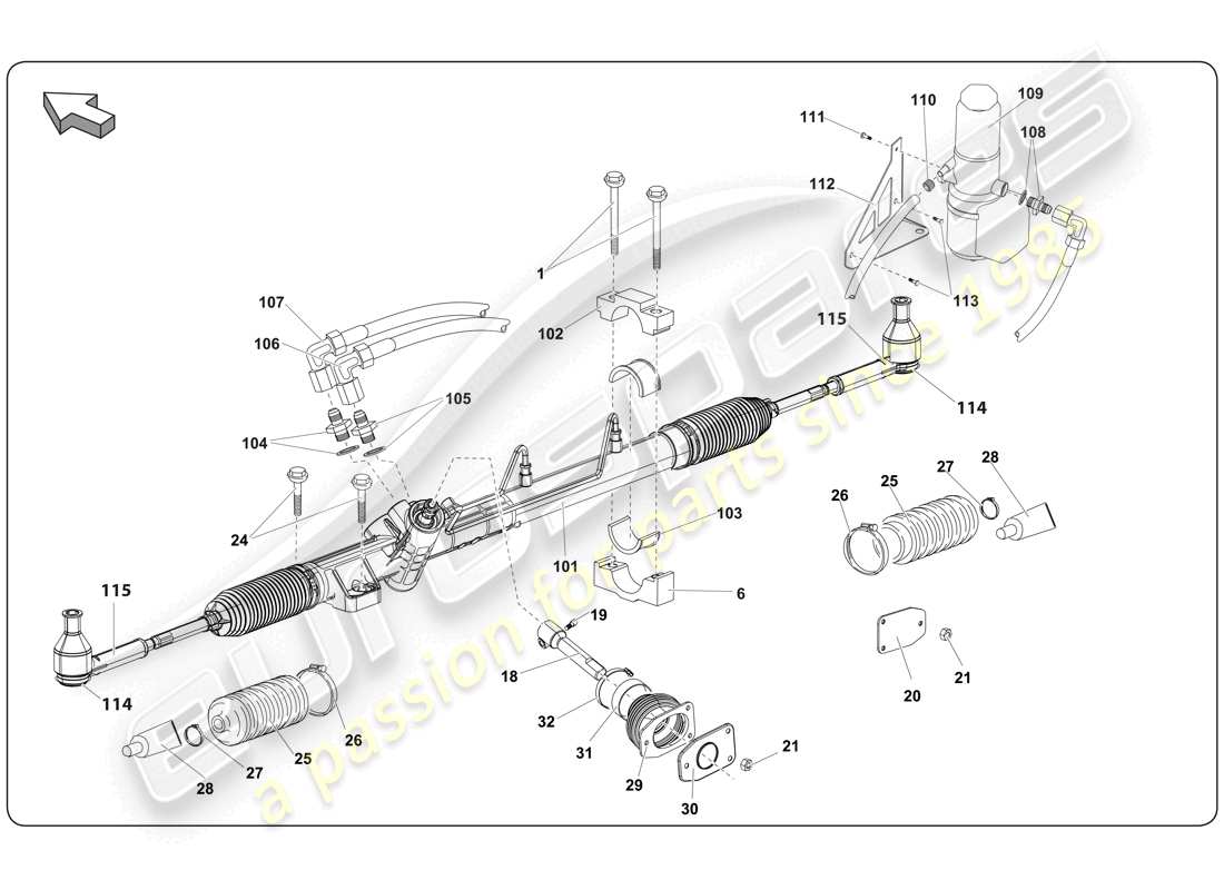 lamborghini super trofeo (2009-2014) power steering pack part diagram