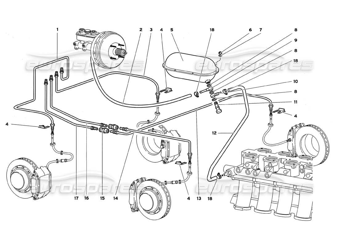 lamborghini diablo gt (1999) brake system part diagram