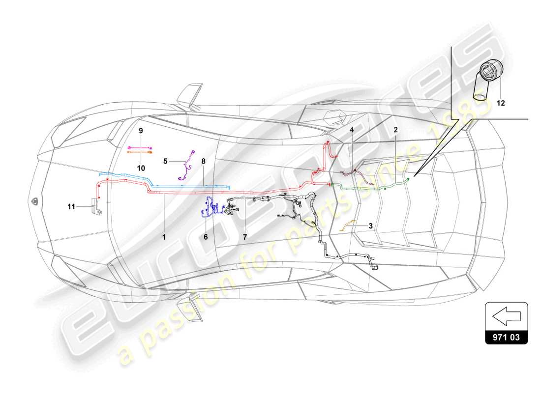 a part diagram from the lamborghini sian (2021) parts catalogue