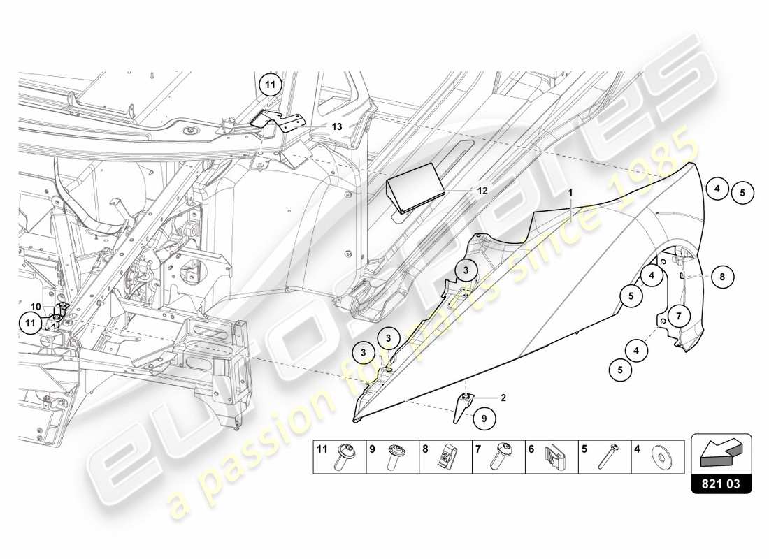 a part diagram from the lamborghini centenario coupe (2017) parts catalogue