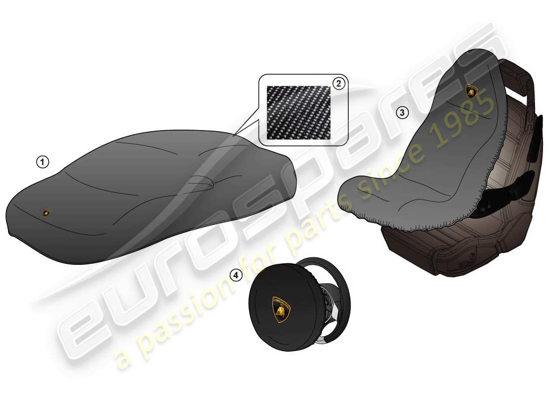 a part diagram from the lamborghini huracan accessories parts catalogue