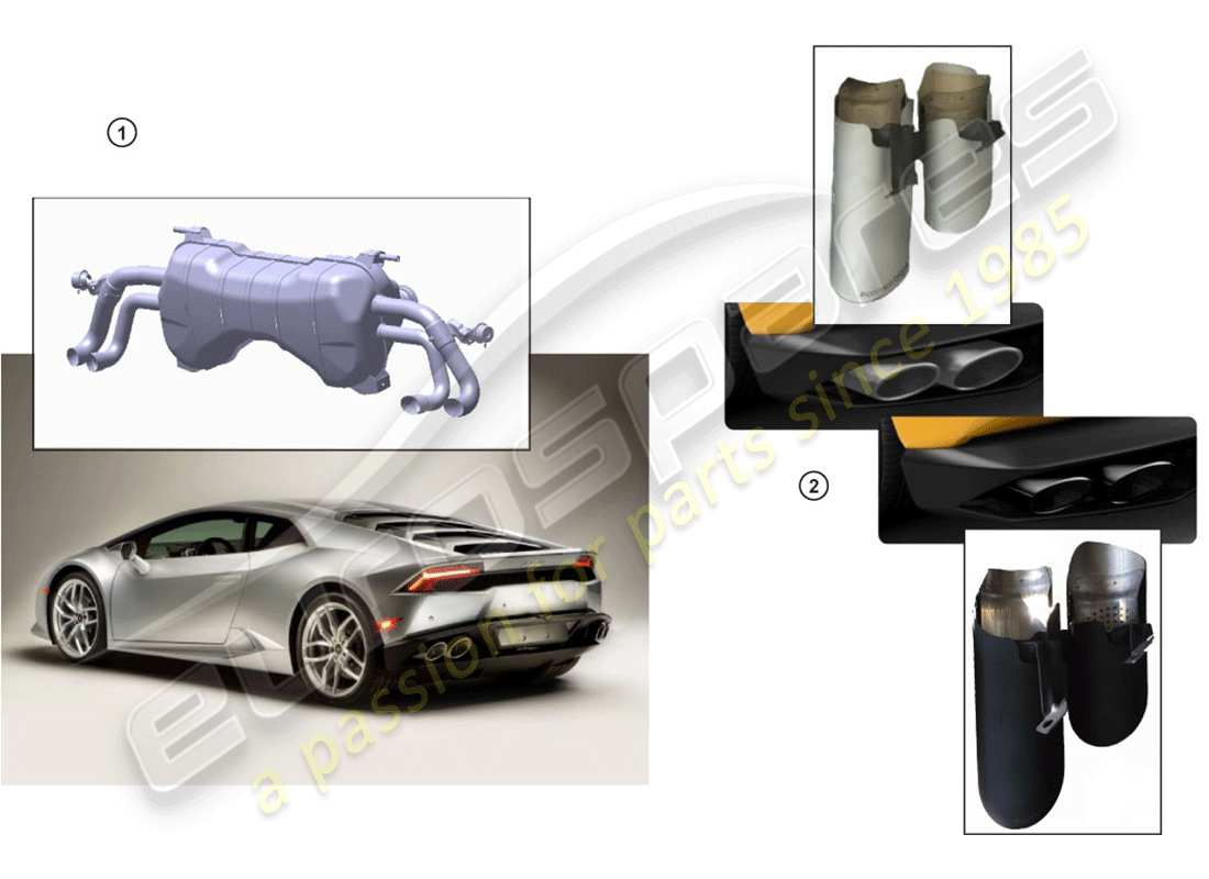 lamborghini huracan lp580-2 spyder (accessories) sport silencer part diagram