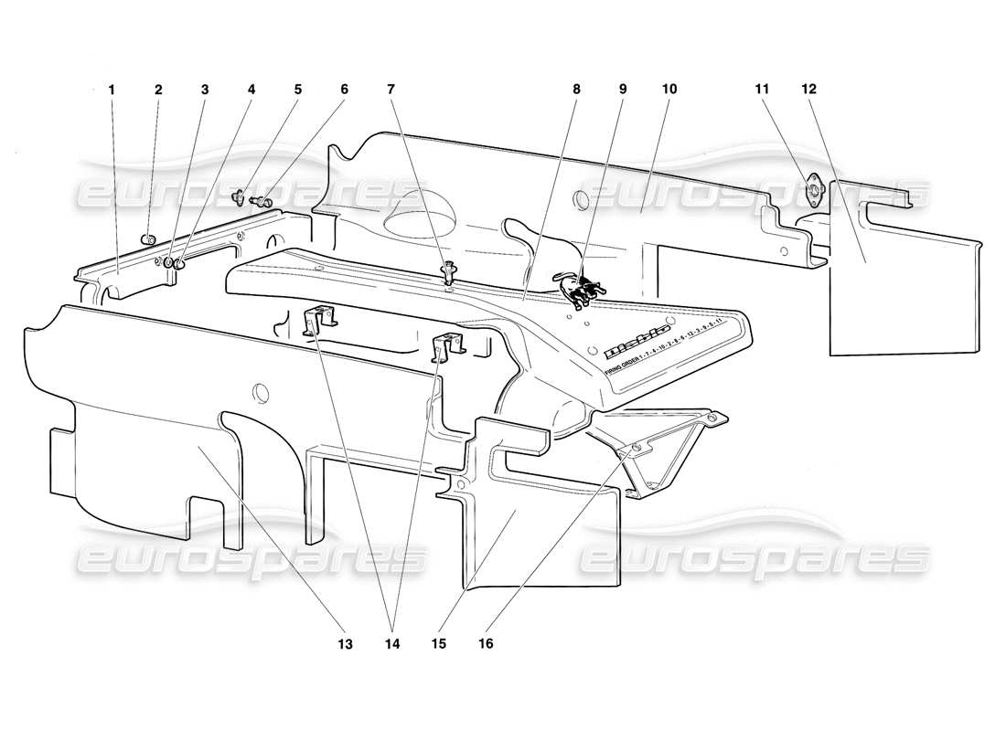 a part diagram from the lamborghini diablo sv (1997) parts catalogue