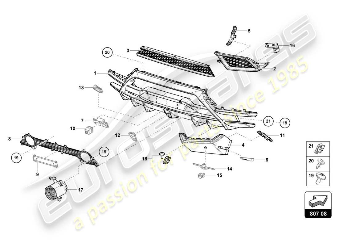 lamborghini performante coupe (2018) bumper, complete rear part diagram