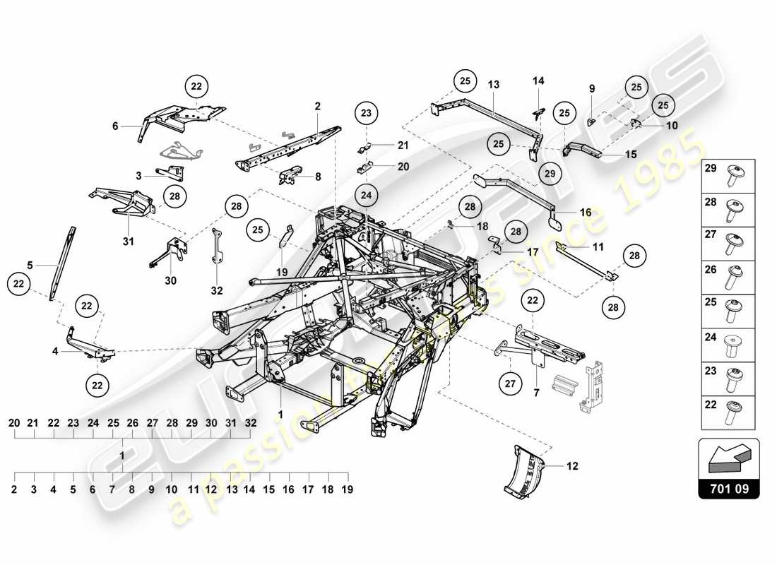 lamborghini centenario roadster (2017) trim frame rear part part diagram