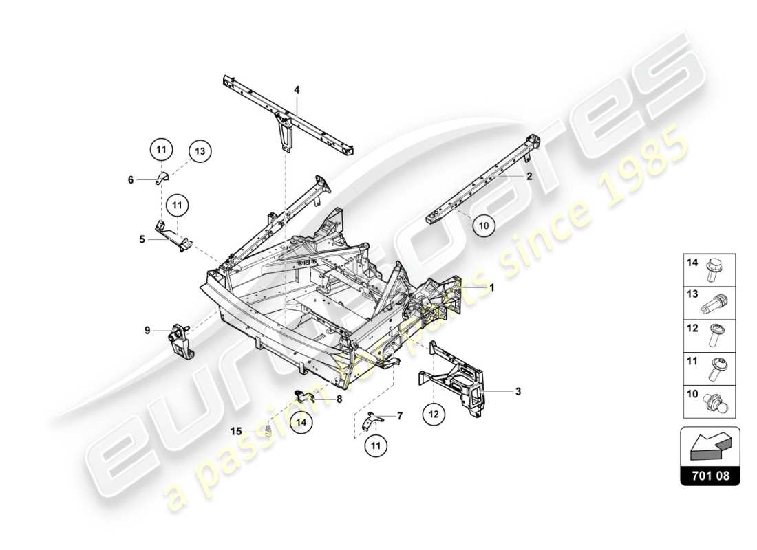 lamborghini centenario roadster (2017) trim frame front part part diagram