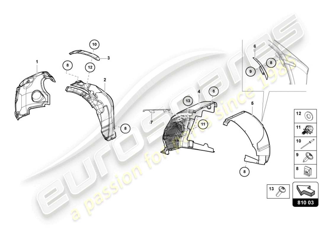 lamborghini sian (2021) wheel housing trim part diagram