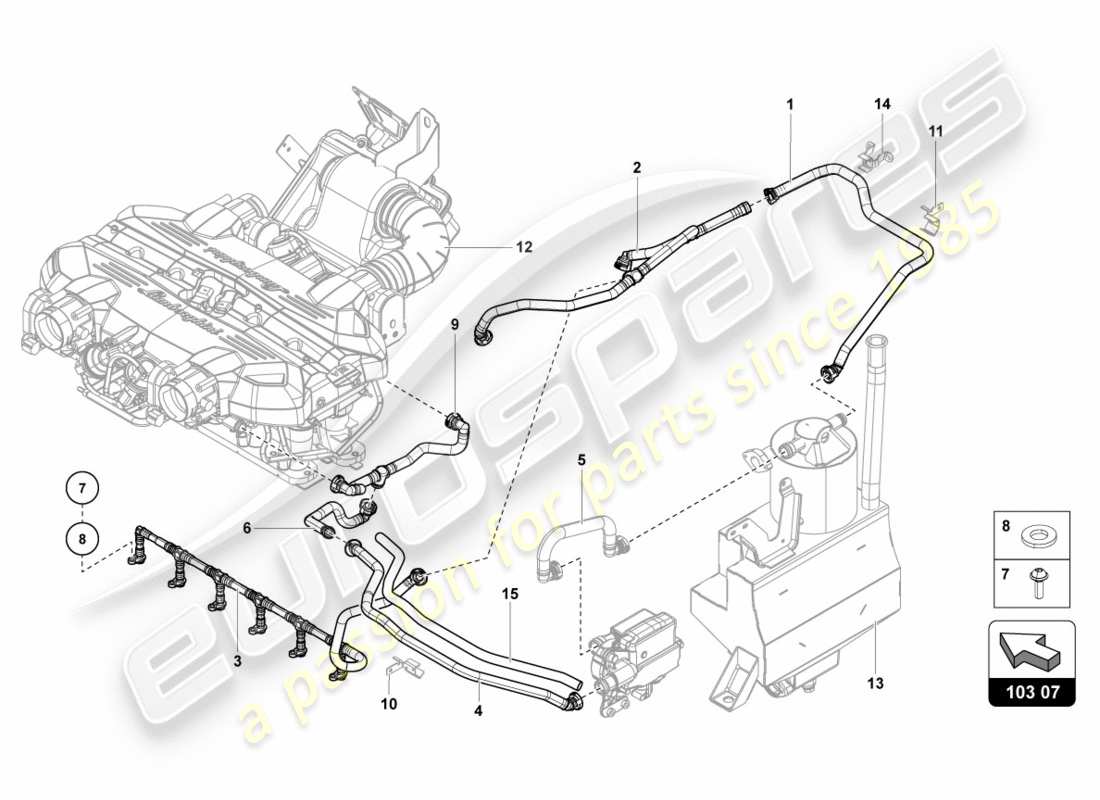 lamborghini centenario roadster (2017) ventilation for cylinder head cover from vin cla00325 part diagram