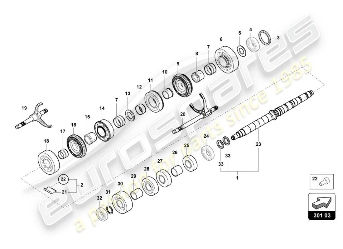 lamborghini centenario coupe (2017) reduction gearbox shaft part diagram