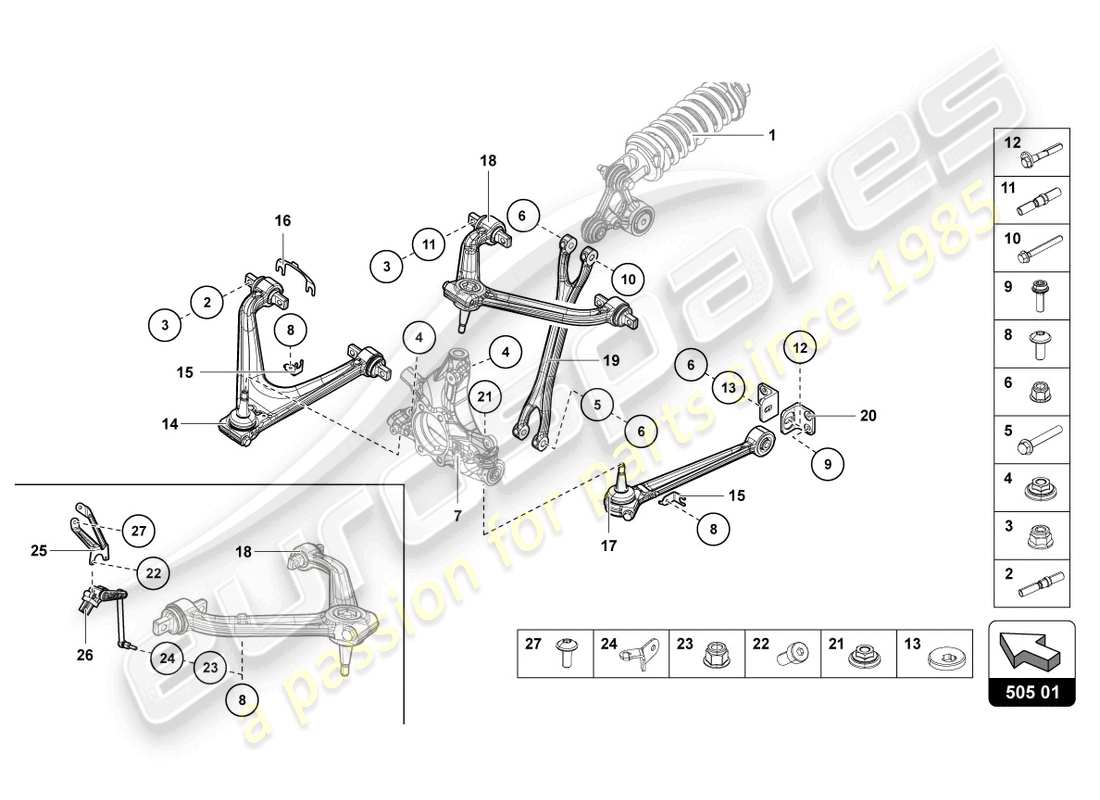 lamborghini lp750-4 sv roadster (2016) suspension rear part diagram