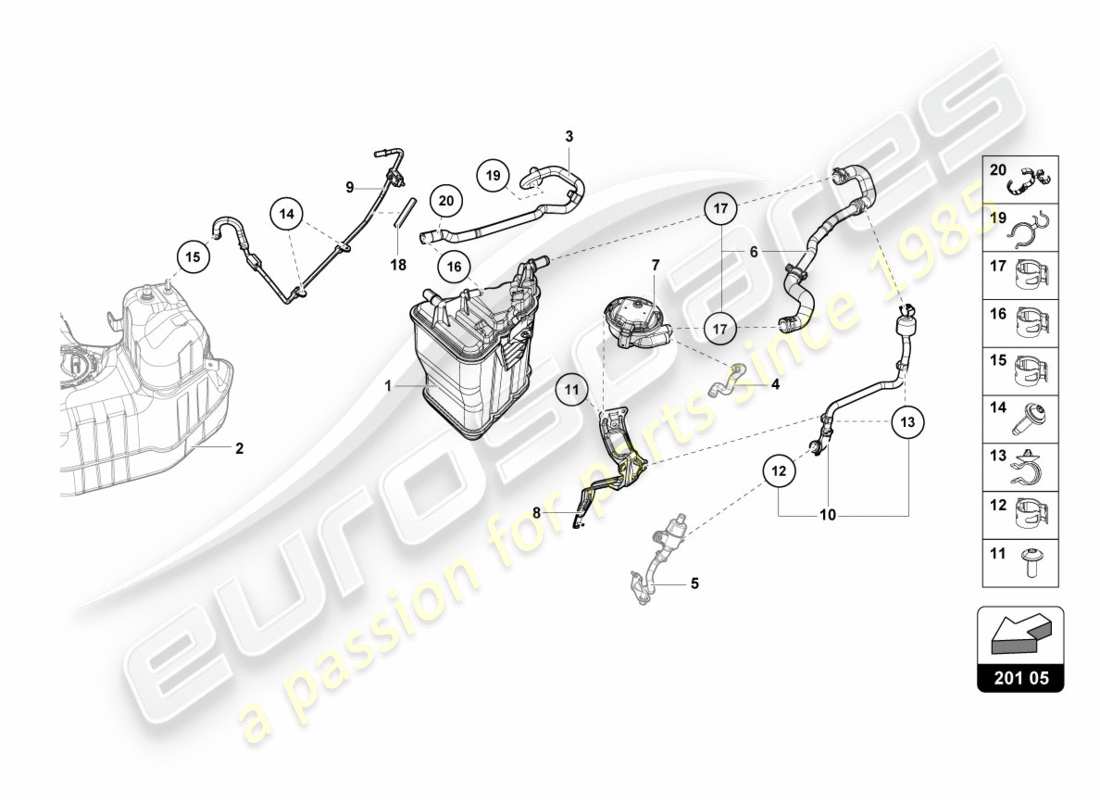 lamborghini lp580-2 spyder (2017) activated charcoal container part diagram