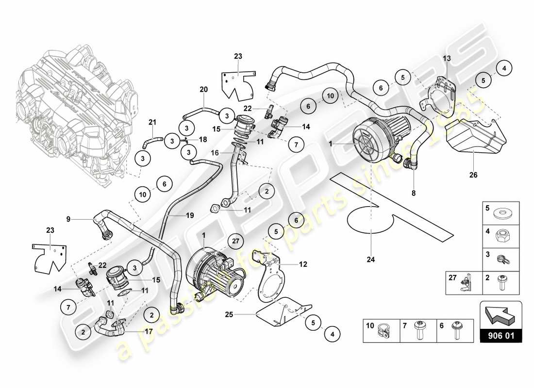 lamborghini centenario roadster (2017) secondary air pump part diagram