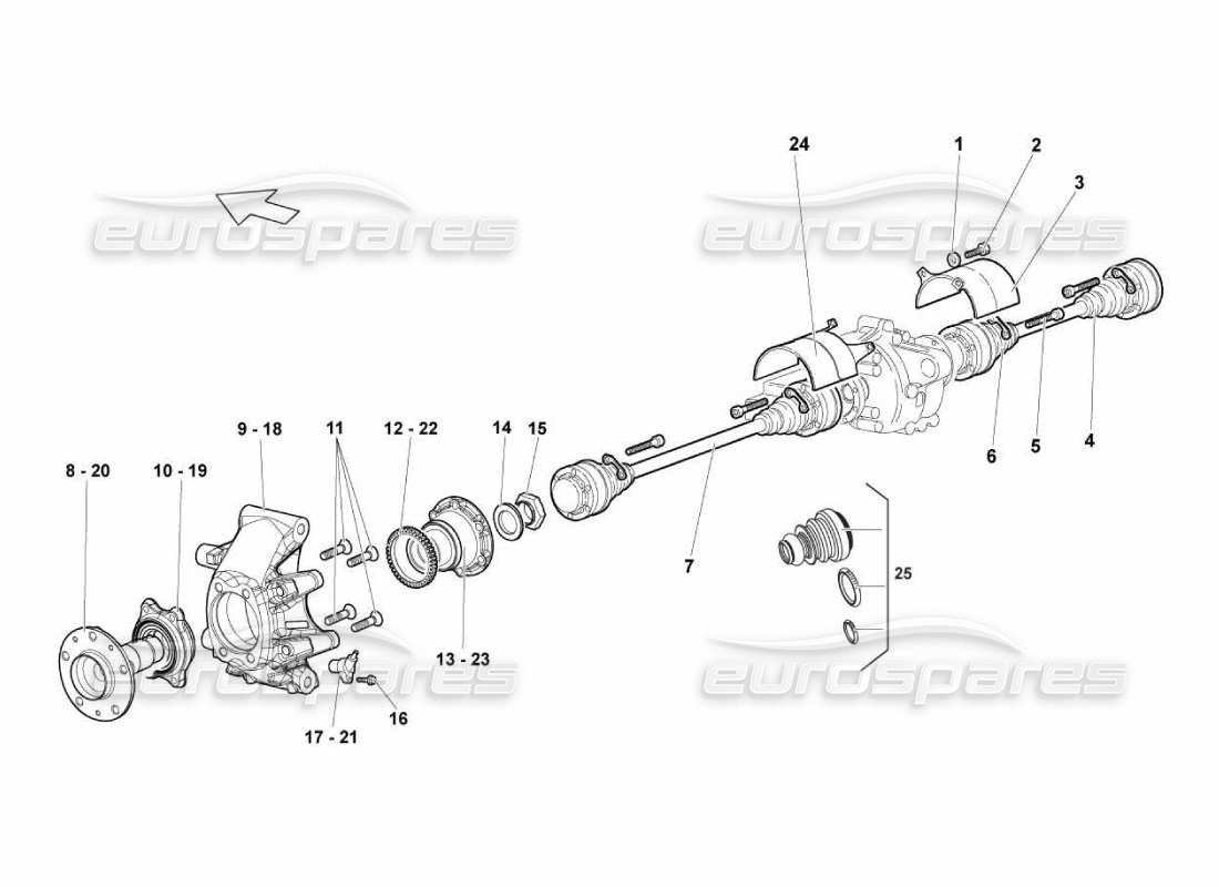 lamborghini murcielago lp670 rear drive axle parts diagram