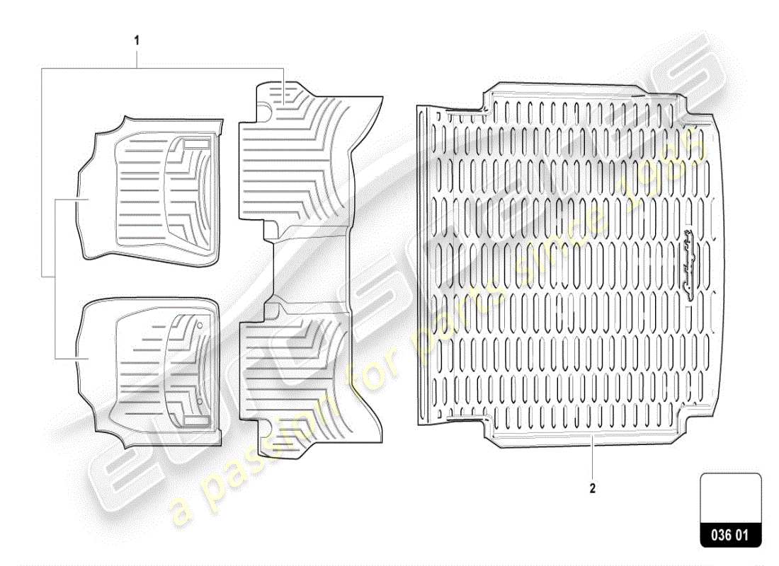 lamborghini urus (accessories) 1 set floor covering (carpet) part diagram