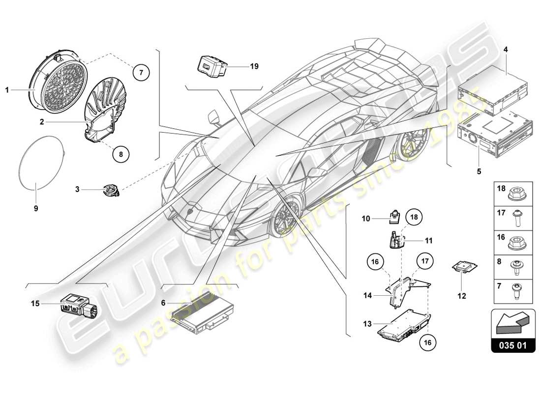 lamborghini lp720-4 coupe 50 (2014) radio unit part diagram