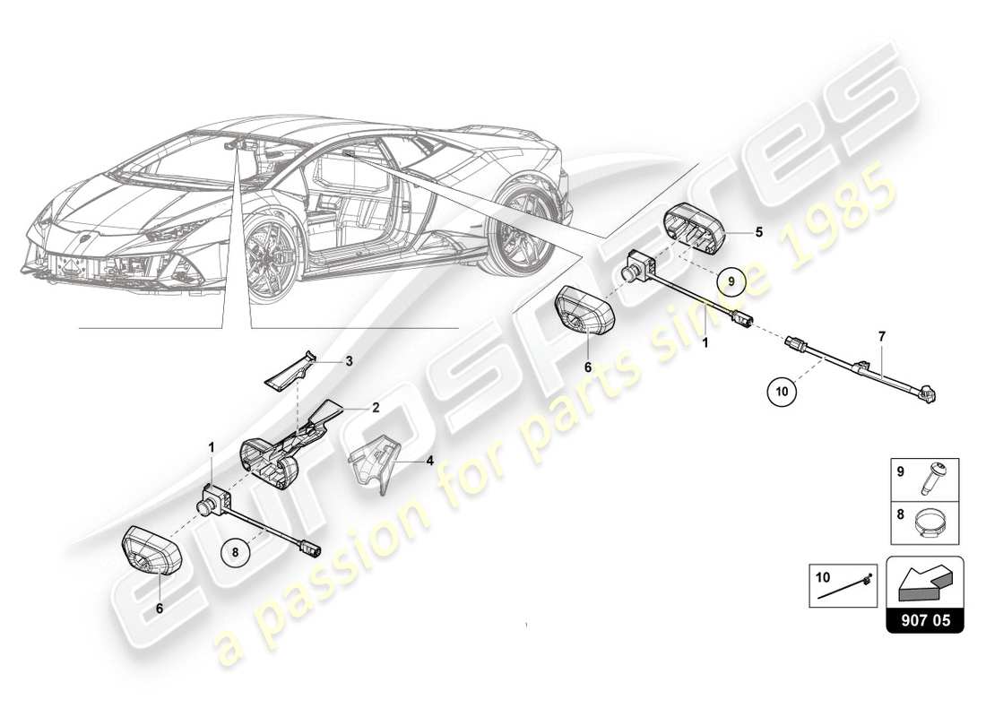 lamborghini evo spyder (2020) electrical parts for video recording and telemetry system part diagram