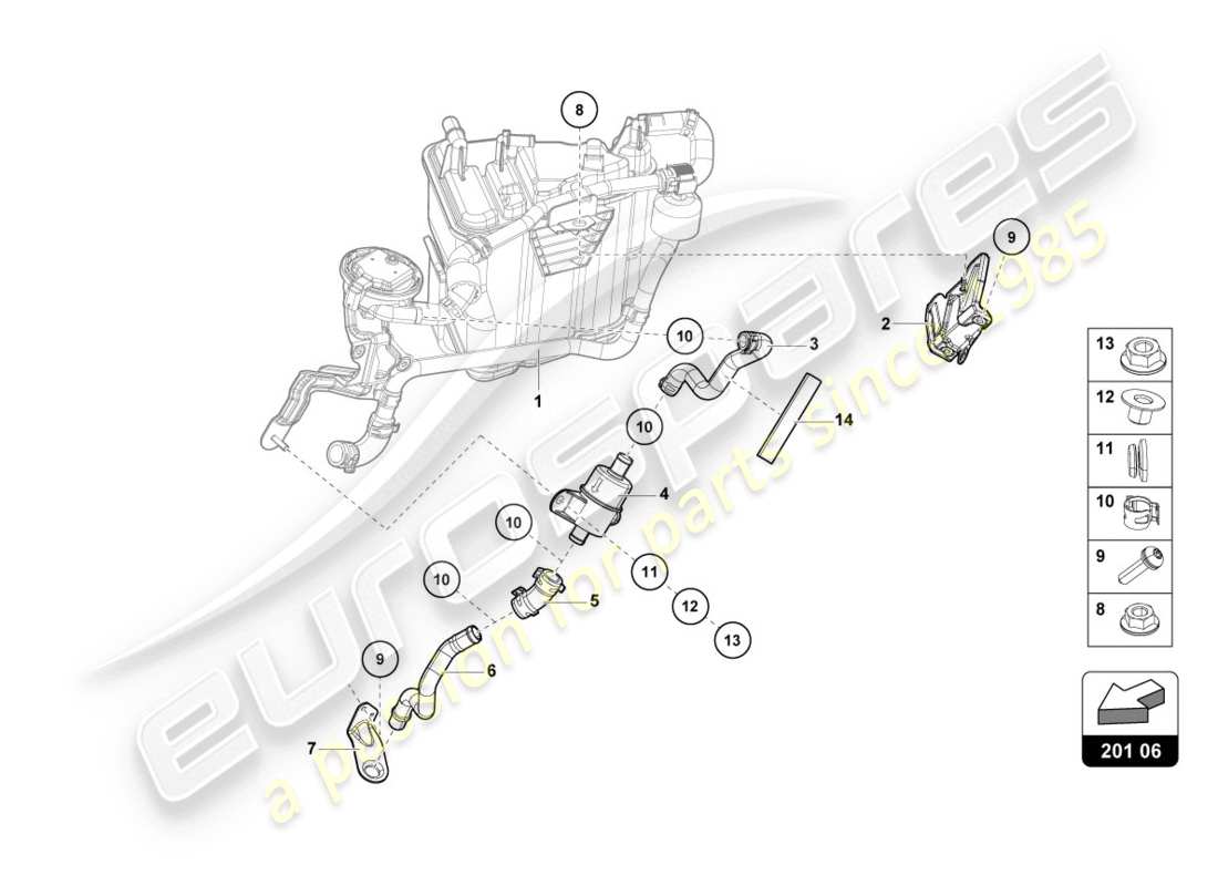 lamborghini evo coupe (2020) activated charcoal container part diagram