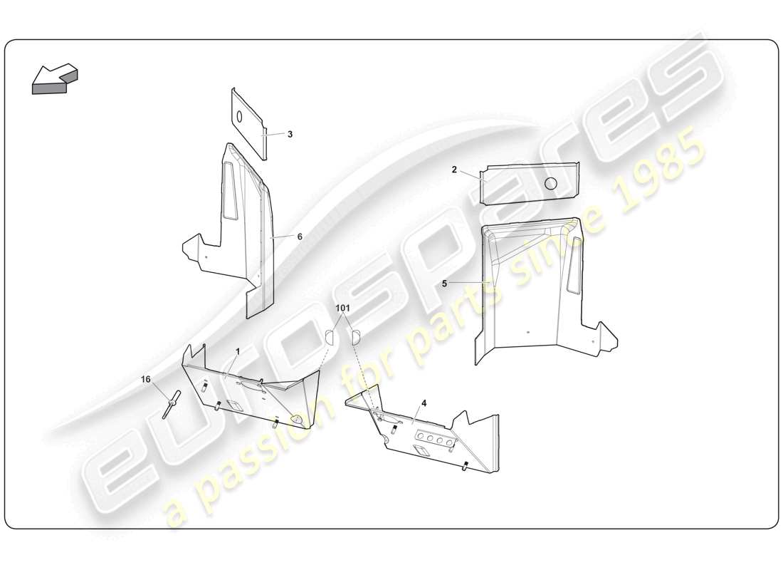 lamborghini super trofeo (2009-2014) chassis element part diagram