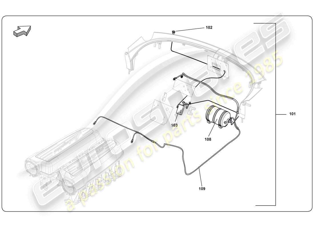 lamborghini super trofeo (2009-2014) fire extinguisher part diagram