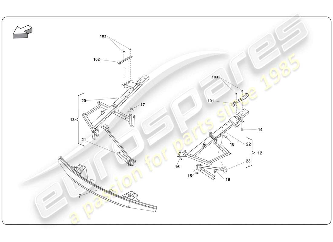 lamborghini super trofeo (2009-2014) chassis element part diagram