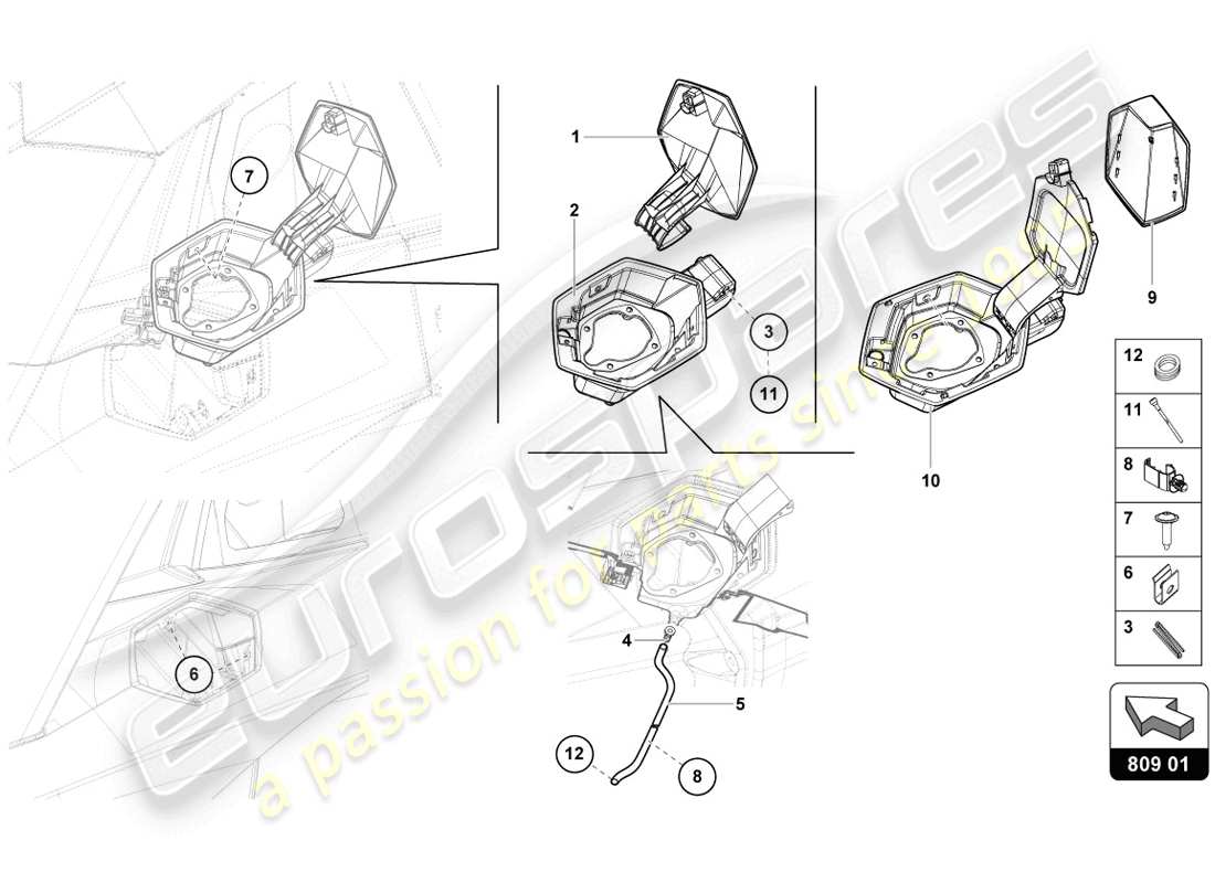 lamborghini lp720-4 coupe 50 (2014) fuel filler flap part diagram