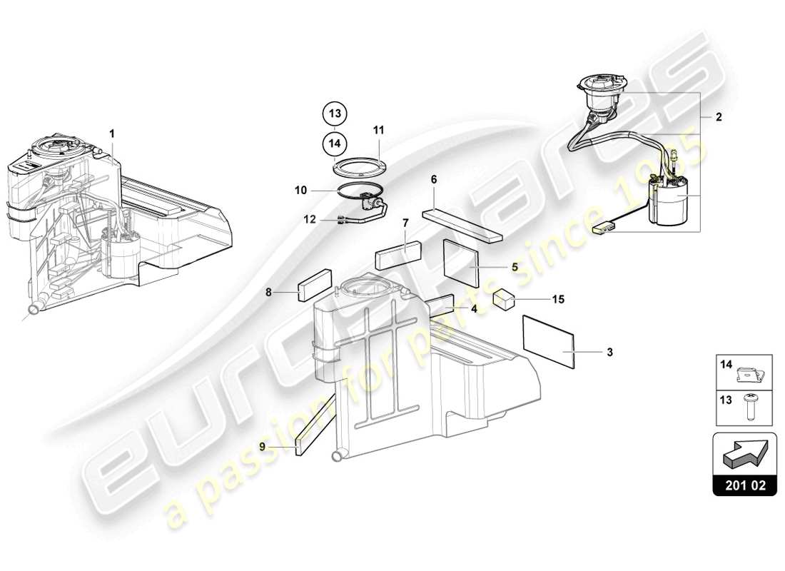 lamborghini lp720-4 coupe 50 (2014) fuel tank part diagram