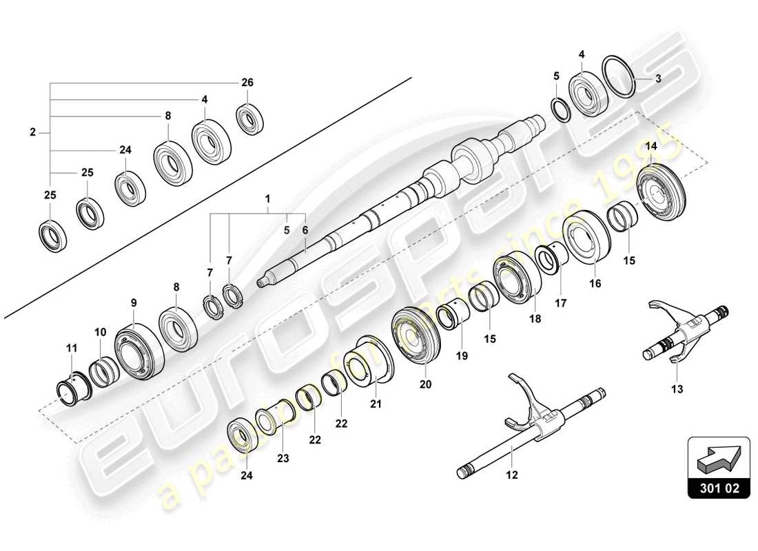 lamborghini lp720-4 coupe 50 (2014) reduction gearbox shaft part diagram