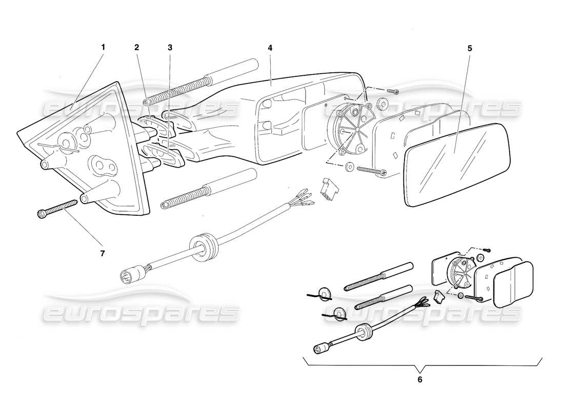 lamborghini diablo se30 (1995) external rear view mirrors part diagram