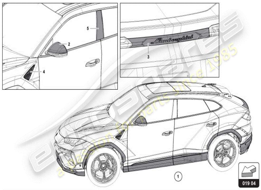 lamborghini urus (accessories) genuine part part diagram