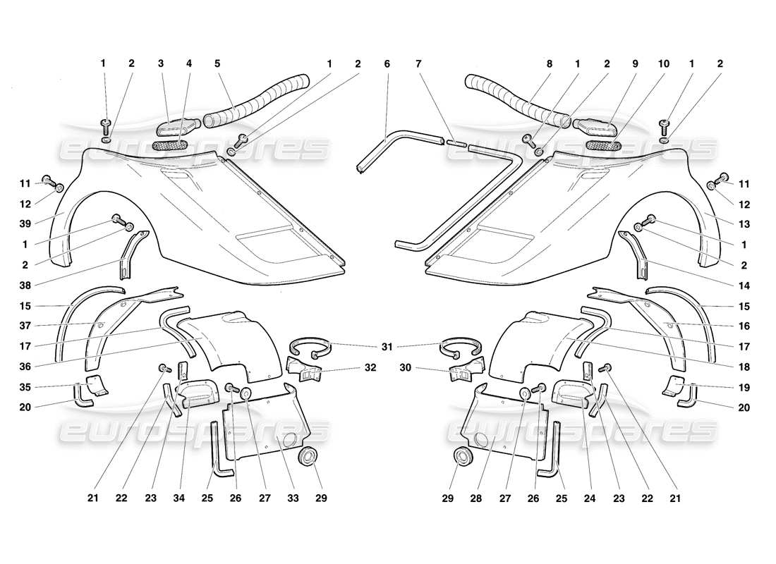 lamborghini diablo se30 (1995) front body elements part diagram