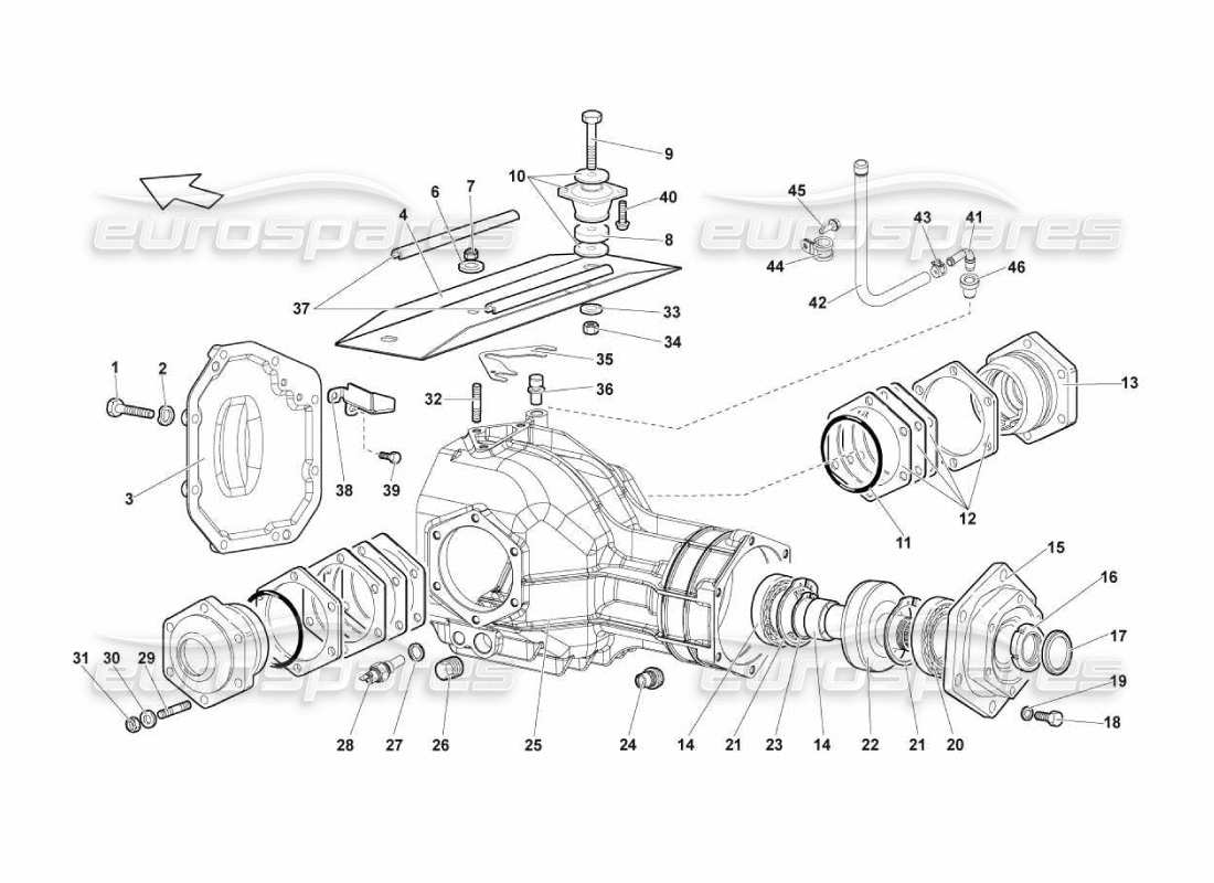 lamborghini murcielago lp670 front differential case parts diagram