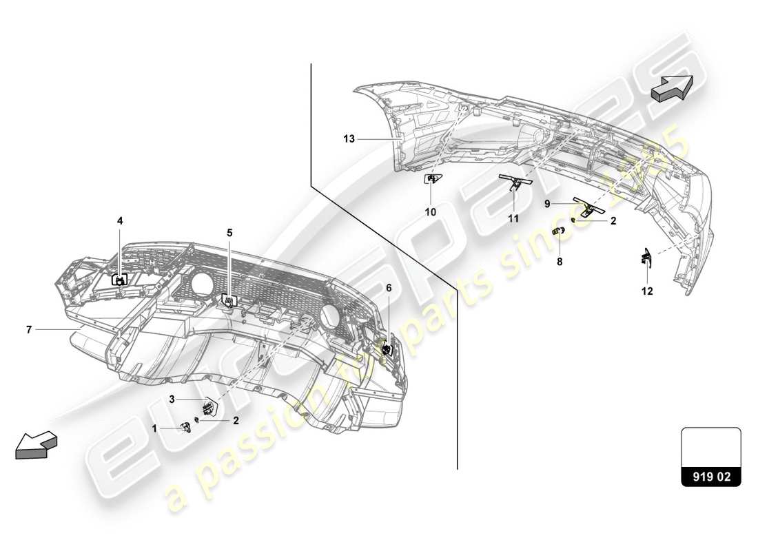 lamborghini performante coupe (2019) sensors part diagram