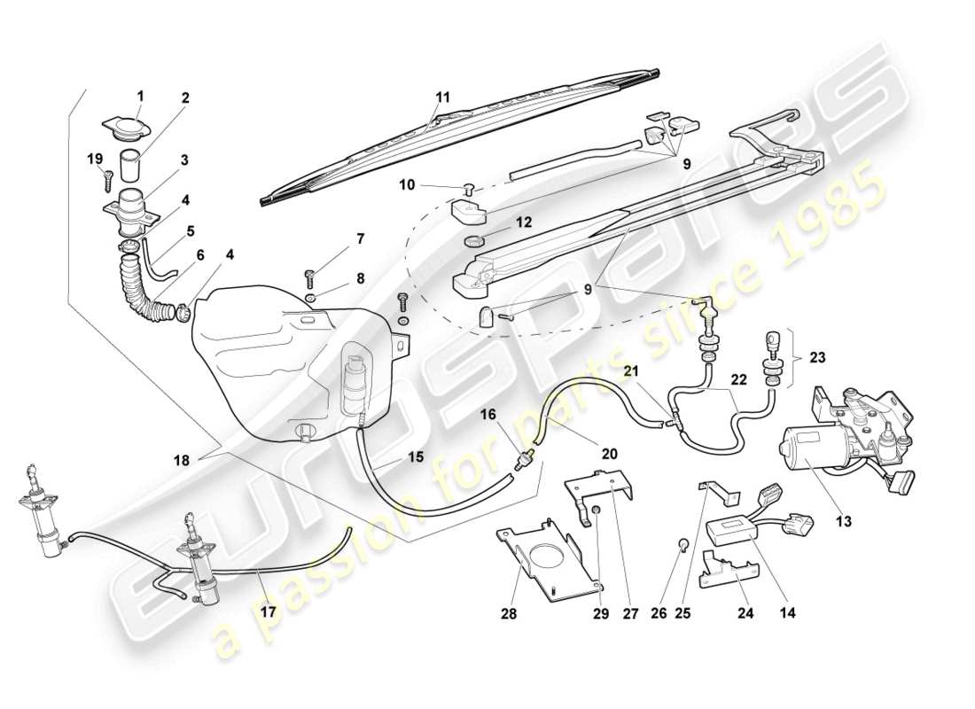 lamborghini murcielago roadster (2005) windshield wiper part diagram