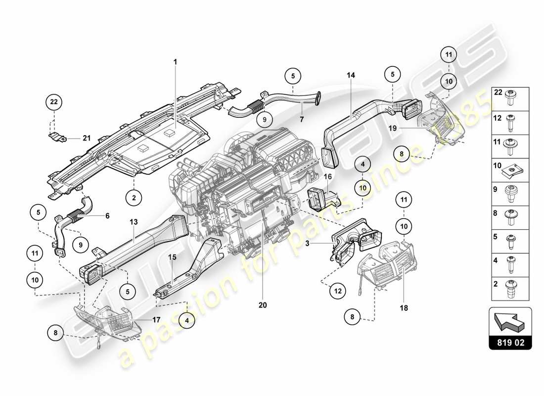 lamborghini centenario roadster (2017) air guide channel part diagram