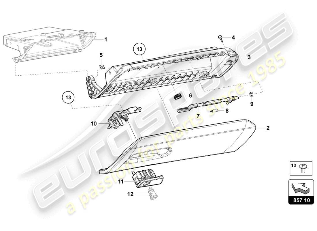 lamborghini lp720-4 coupe 50 (2014) glove compartment part diagram