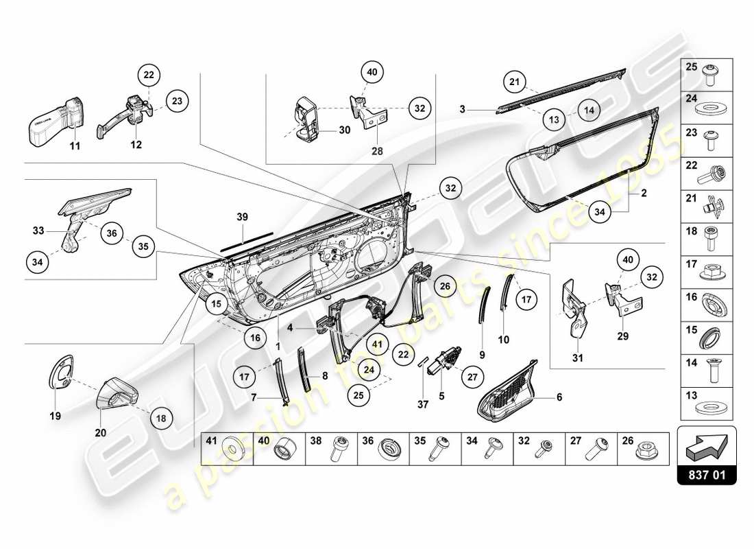 lamborghini lp610-4 spyder (2019) doors part diagram