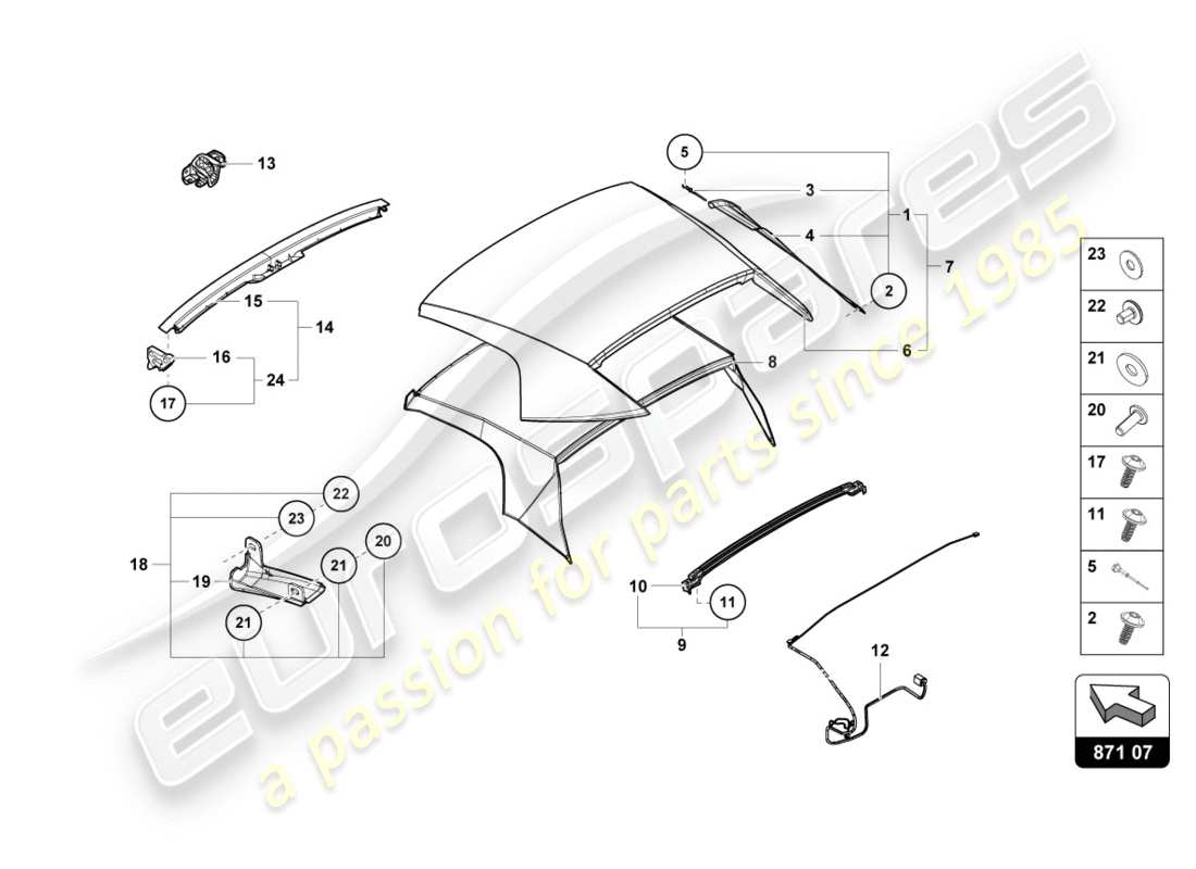 lamborghini lp580-2 spyder (2019) cover part diagram