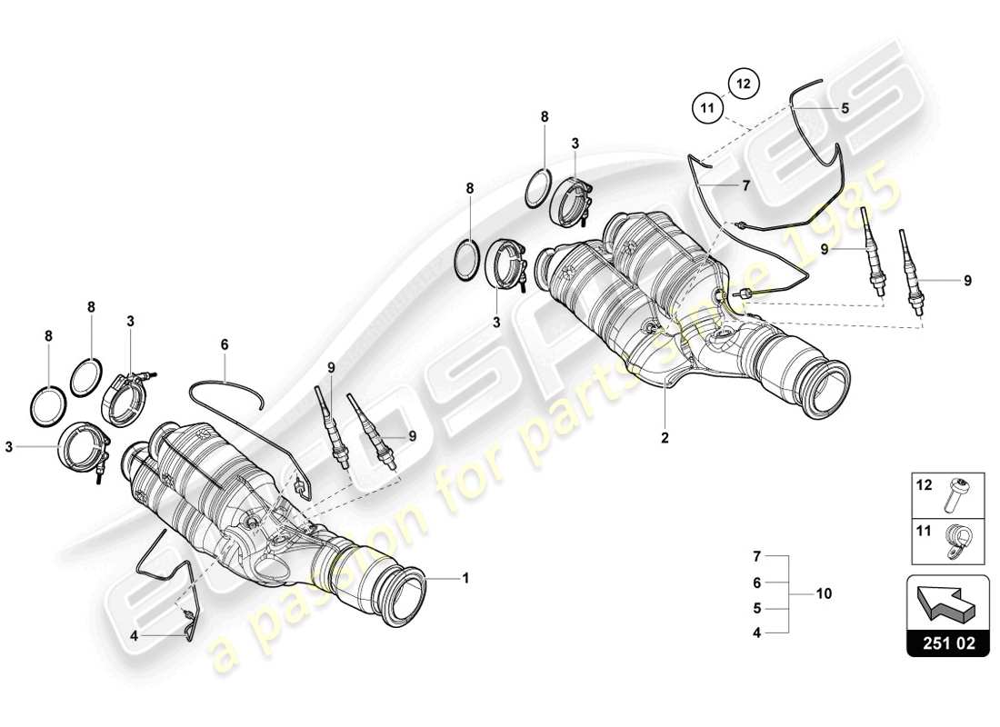 lamborghini lp720-4 coupe 50 (2014) catalytic converter part diagram